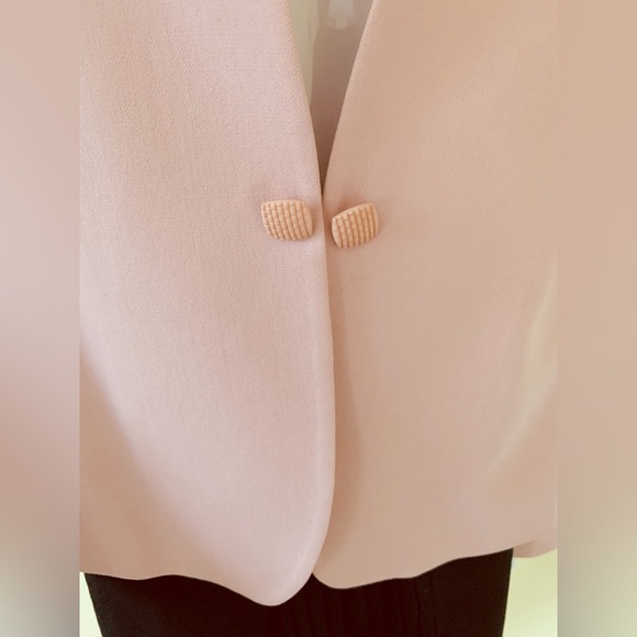 100% fine wool light pink blazer jacket collared single hook & eye closure US 12 - Picture 11 of 16